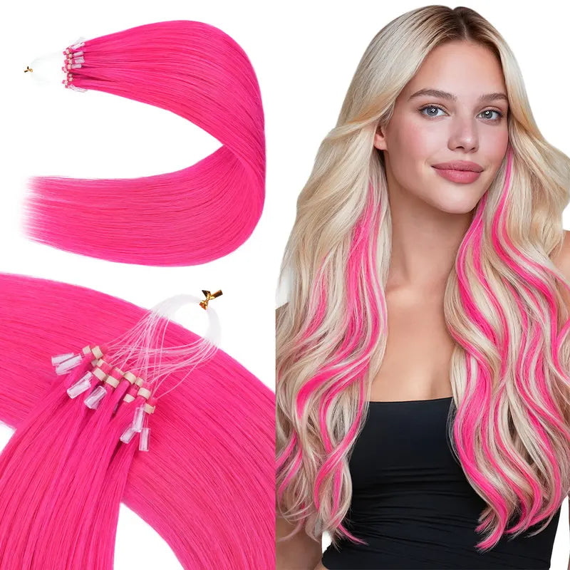 💇‍♀️ EasyFit Remy Human Hair Micro Ring Extensions, 14–24 Inch, 30–100g, Glueless Cold Fusion Straight Hair