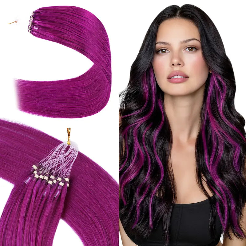 💇‍♀️ EasyFit Remy Human Hair Micro Ring Extensions, 14–24 Inch, 30–100g, Glueless Cold Fusion Straight Hair