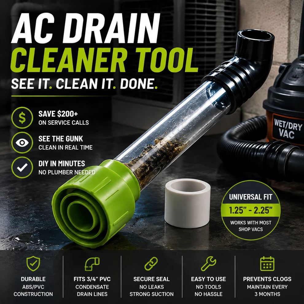🔧 AC Drain Cleaner Tool, Clear Clogs Fast, No Plumber Required