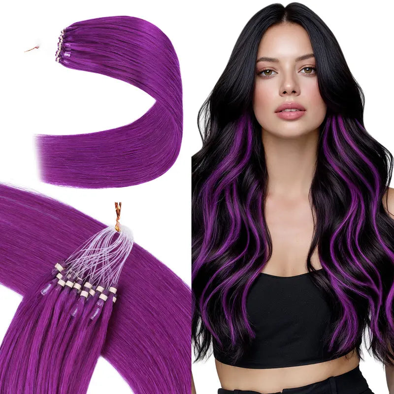 💇‍♀️ EasyFit Remy Human Hair Micro Ring Extensions, 14–24 Inch, 30–100g, Glueless Cold Fusion Straight Hair