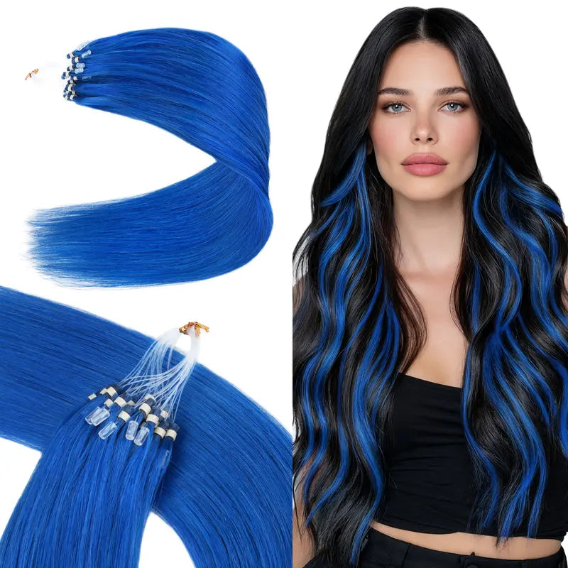 💇‍♀️ EasyFit Remy Human Hair Micro Ring Extensions, 14–24 Inch, 30–100g, Glueless Cold Fusion Straight Hair