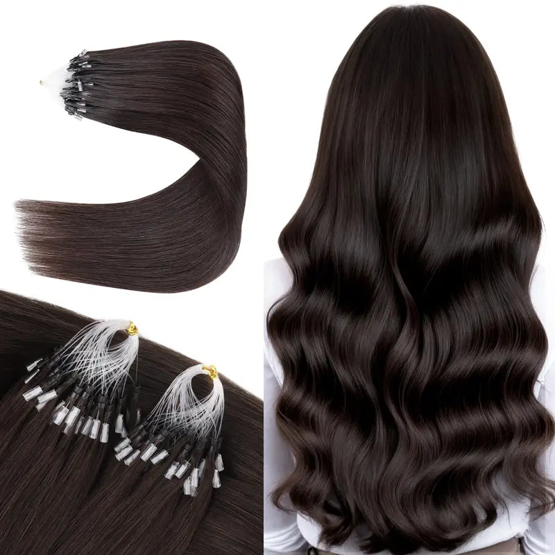 💇‍♀️ EasyFit Remy Human Hair Micro Ring Extensions, 14–24 Inch, 30–100g, Glueless Cold Fusion Straight Hair