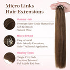 💇‍♀️ EasyFit Remy Human Hair Micro Ring Extensions, 14–24 Inch, 30–100g, Glueless Cold Fusion Straight Hair
