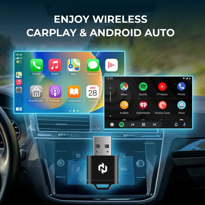 📻 Wireless CarPlay & Android Auto Adapter｜USB‑C Plug‑and‑Play Wired to Wireless Bluetooth Car Audio Converter