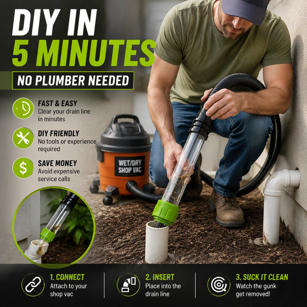 🔧 AC Drain Cleaner Tool, Clear Clogs Fast, No Plumber Required