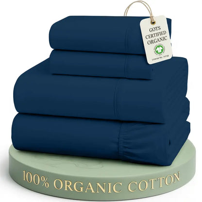 ☁️ 100% Organic Cotton Percale Cooling Sheet Set, 15" Deep Pocket, Breathable Hotel‑Quality Bedding