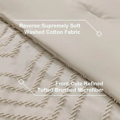 ☁️ 7‑Piece Chevron Tufted Boho Bedding Set, 14" Deep Pocket Microfiber Comforter Set, Soho Chic Home Decor