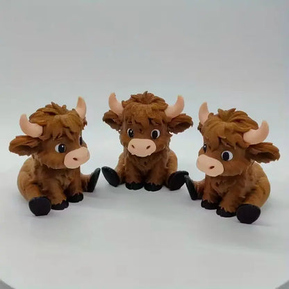 3D Printed Highland Cow Desk Pet Decor