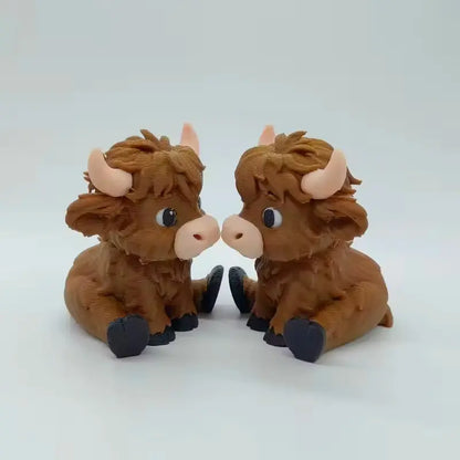 3D Printed Highland Cow Desk Pet Decor